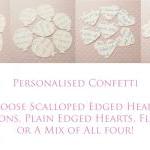 100 X Ivory Cream Personalised Heart Confetti -..