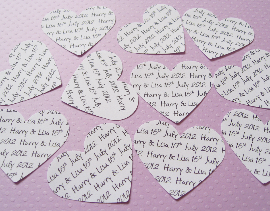 300 2inch Personalised Heart Confetti - Great For Weddings, Invites, Table Decor, Favours, Parties