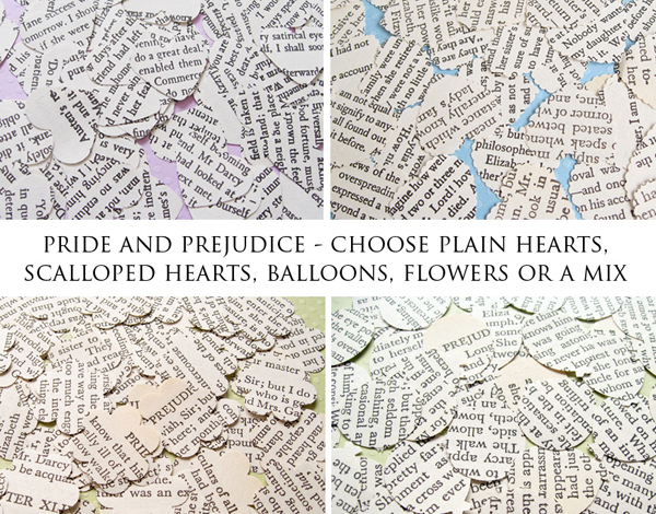 250 X Pride And Prejudice Confetti - Choice Of 4 Shapes - Great For Weddings, Invites, Decor, Favours