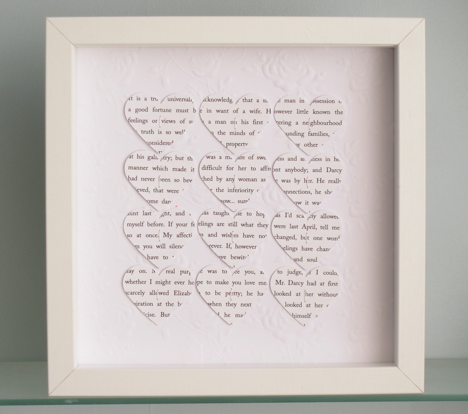 Personalised Text Hearts Frame - Perfect For Engagements, Weddings, Or Anniversaries - Rose Embossed Background