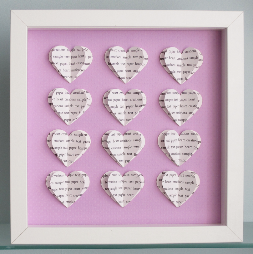 Personalised Text Hearts Box Frame - Perfect For Weddings, Birthday, Anniversaries, Special Occassions