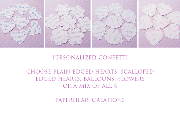 200 X Personalised Confetti Hearts - Great For Weddings, Invites, Table Decor, Favours