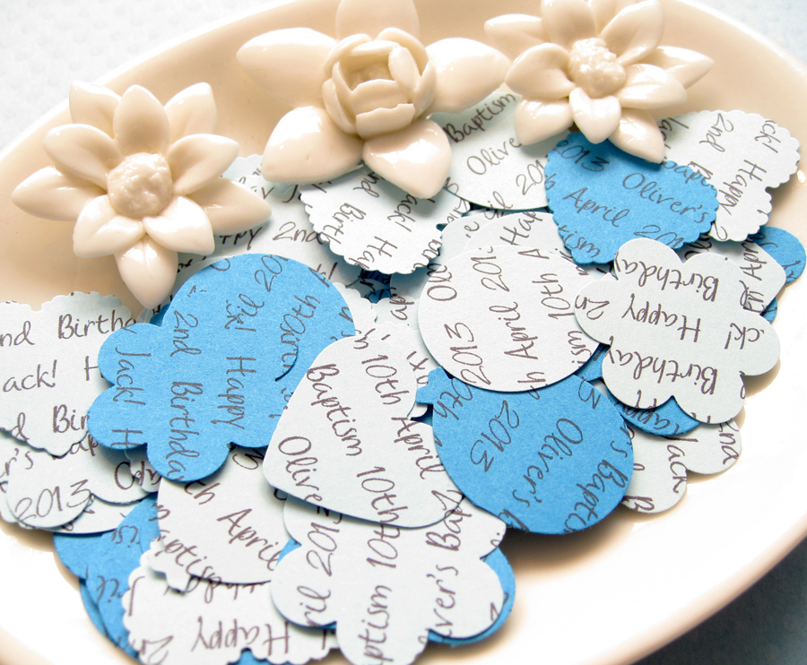 500 X Personalised Blue Confetti - 4 Shapes To Choose - Great For Baby Showers, Christenings, Birthdays
